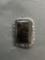 Rectangular Faceted 24x16mm Hematite Center Sterling Silver Signed Designer Pendant & Brooch