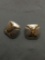 Brush & High Polish Finished Two-Tone Pair of Square 23mm Sterling Silver Button Earrings