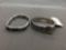 Lot of Two Silver-Tone Fashion Bracelets, One Signed Designer 3in Diameter Hinged Bangle & One 8in