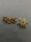 Lot of Two Floral Themed Gold-Tone Fashion Brooches