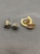 Lot of Two Pairs of Fashion Earrings, One Pair Silver-Tone w/ Druzy Centers & One Pair Gold-Tone