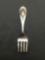 Vintage Design 3.75in Long 0.75in Wide Signed Designer Sterling Silver Collectible Fork