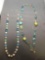 Lot of Two Colorful Blue & Green Beaded Fashion Necklaces, One 36in Long & One 38in Long