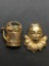Lot of Two Large Gold-Tone Fashion Brooches, One Flower Water Pot & Masquerade Themed