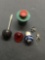 Lot of Six, Two Gemstone Accented Fashion Jewelry, One Pair of CZ Stud Earrings, Dancing Girl