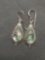 Boma Designer Rope & Bead Ball Detail Framed Teardrop Shaped 17x8mm Abalone Center Pair of Sterling