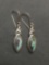 Boma Designer Marquise Shaped 15x6mm Abalone Center Pair of Sterling Silver Dangle Earrings