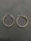 Round 2mm Wide 20mm Diameter Pair of Sterling Silver Hoop Earrings