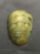 Old Hand-Carved 60x45mm Chinese Mask Green Jade Pendant