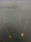 Lot of Two Gold-Tone Fashion Necklaces 18in Long w/ Faux Pearl Pendant & One 26in Long w/ Shark
