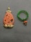 Lot of Two Fashion Pendants, One Faux Jade Carved & One Handmade Glass
