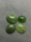 Lot of Four Various Size Oval Green Jade Cabochons