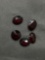 Lot of Five Oval Faceted Loose Garnet Gemstones