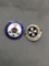Lot of Two Round Canadian Themed Sterling Silver Commemorative Pins