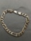 Medium Gauge Figaro Link 8mm Wide 9in Long Sterling Silver Bracelet