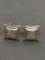 Round Faceted Diamond Accented Square 14x14mm Pair of Sterling Silver Stud Earrings