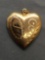 Engraving Decorated Brushed & High Polished 28mm Tall 22mm Wide Puffy Heart 12kt Gold-Plated Locket