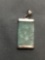 Rectangular 25x15mm Green Jade Sterling Silver Pendant