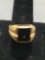 Rectangular Onyx Inlaid Center 15mm Wide 18Kt Gold Filled Ring Band
