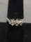 Round Faceted CZ Cluster Center 18kt White Gold Filled Ring Band