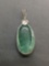 Handmade Sterling Silver wire Wrapped Oval 35x20mm Polished Green Gemstone Center Pendant