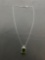 New! Gorgeous Faceted Emerald Cut Peridot Gemstone Center Sterling Silver Pendant w/ 18in Chain