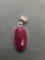New! Beautiful Faceted Earth Mined African Red Ruby 1.5in Sterling Silver Pendant w/ 18in Chain