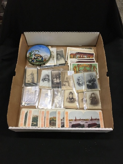 Collection of Vintage Ephemera - Cabinet Cards, View Finder & More