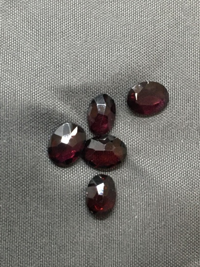 Lot of Five Oval Faceted Loose Garnet Gemstones