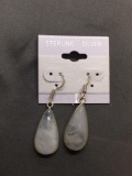 New! Gorgeous Larger Moonstone Gemstone 1 3/8in Long Pair of Sterling Silver Drop Earrings