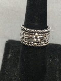 New! Amazing Handmade Detailed Sterling Silver Spinner Ring Band-Size 6.5