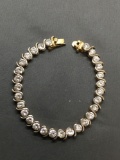 Round Faceted 5mm CZ Featured S Link Design 6.5mm Wide 8in Long Sterling Silver Tennis Bracelet