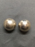 High Polished Round 20mm Diameter 10mm Deep Pair of Sterling Silver Button Ball Earrings