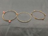 Lot of Three Gold-Tone 3in Diameter Fashion Bangle Bracelets