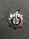 Samuels S.F. Designer CFWC Themed Enameled Round 25mm Diameter Sterling Silver Commemorative Medal