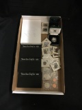 Tray of United States Proof Coin Sets, Canadian Unc Sets & New Zealand Silver Dollars