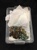 Tub Full of Vintage Costume Fashion Jewelry - Mostly Appear to Be Necklaces - Sorted