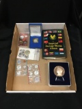 Lot of Coins and Stamps from Estate with 1964 Uncirculated Coin Sets, Silver Medal and Jimmy Carter