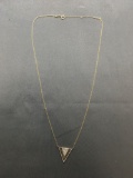 Pave Set Round Faceted Diamond Featured Signed Designer 20in Long 10kt Gold Necklace