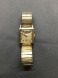 Hamilton Designer Square 20mm Face 10kt Gold Plated Watch w/ Bracelet Serial Number K140355