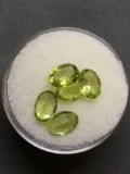 Lot of Five Oval Faceted Loose Peridot Gemstones
