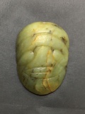 Old Hand-Carved 60x45mm Chinese Mask Green Jade Pendant