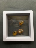Three Tumbled Oval Shaped 15x9mm Approximate Loose Amber Gemstones w/ Fossilized Insect Inclusion