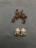 Lot of Two Gold-Tone Fashion Pairs of Earrings