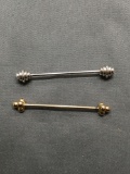 Lot of Two 42mm Long Gold & Silver-Tone Tie Bar Pins