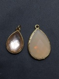 Lot of Two Checkerboard Pearl Faceted Faux Gemstone Pendants