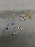 Lot of Four Pairs of Fashion Earrings, Two Drop Style & Two Stud Style