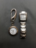 Lot of Two New Silver-Tone Quartz Movement Stainless Steel Watches, One Pocket & One Traditional
