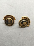 Lot of Two Gold-Tone Alloy Social & Health Ten Years of Service Commemorative Pins