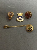Lot of Four Various Style Gold-Tone Petite Commemorative Lapel Pins